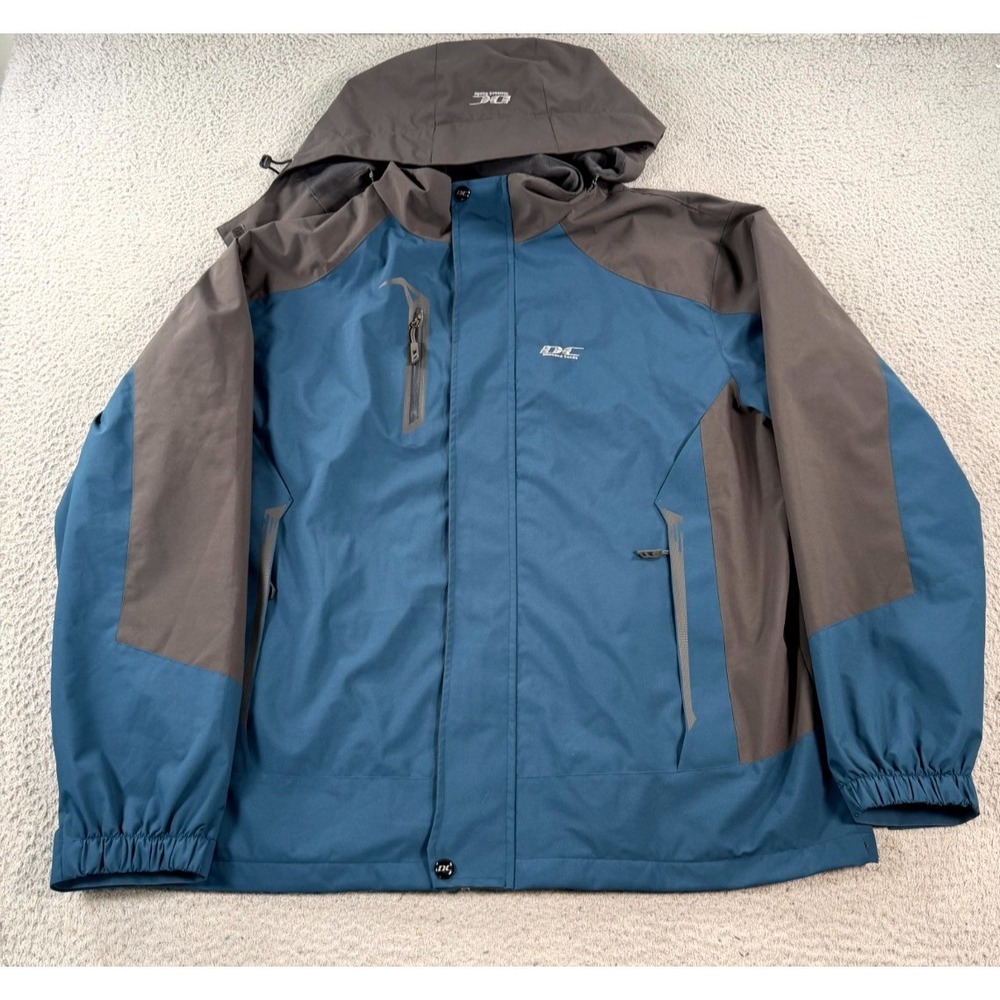 Diamond Candy Jacket Men's 2XL Blue Polyester Lined Rain Coat Hooded‎ Waterproof